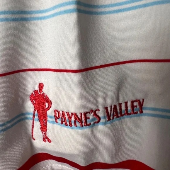 FootJoy Striped Polo Payne’s Valley Embroidered Logo Blue Red White Men’s XL - Picture 4 of 7